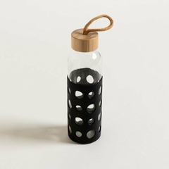 Botella Tapa Bamboo Y Funda De Silicona Circle Black 500ml 22x6cm en internet