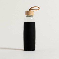 Botella Tapa Bamboo Y Funda De Silicon "Full Black"