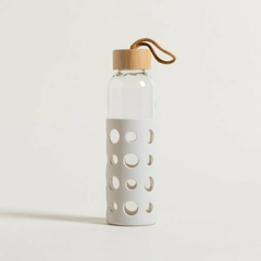 Botella Tapa Bamboo Y Funda Blanca De Silicona 500ml 22x6cm - comprar online