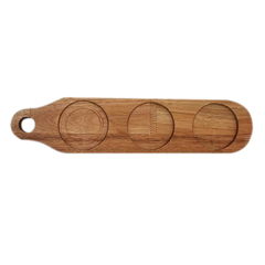 Tabla Picada Eucalipto Con 3 Espacios Para Dips o Cazuela 9x40cm - comprar online