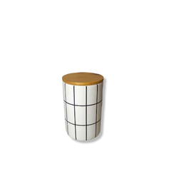 Frasco Cerámica Decorado Con Tapa Bambú 8,90x8,90x13,50cm