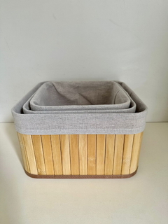 Organizador Bambu Lienzo Natural Grande 26x26x15cm