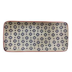 Plato-Bandeja Rectangular Estampado Negro/Rojo 30x14x3cm