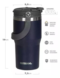 Vaso Térmico ZUMO 600ML WATERDOG Doble Pared/Doble Pico Acero Inox Azul - comprar online