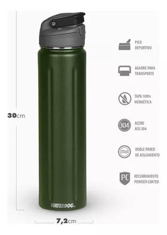 Botella Deportiva AQUA 550ML WATERDOG Doble Pared/Acero Inox Verde - comprar online