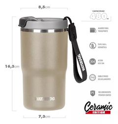 Vaso Térmico CLYDE 480ML WATERDOG Doble Pared/Interior Cerámico Concrete - mercadocontin