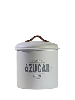 Tarro Para Azúcar Blanco Manija De Cuero 0,5L