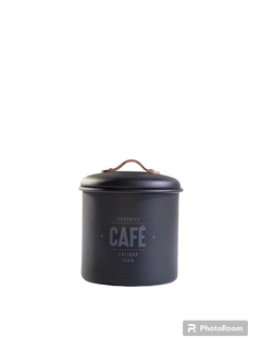 Tarro Café Negro Con Manija De Cuero 700gr