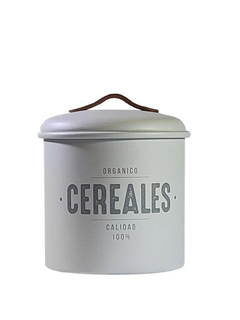 Tarro de Cereales Blanco Con Manija De Cuero 2,6L