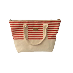 Cartera HAND BAG Lona Raya Roja/Crudo - comprar online