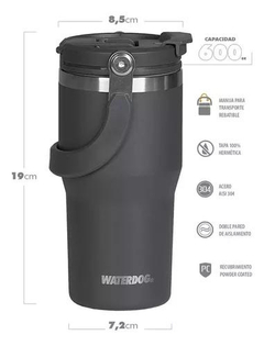 Vaso Térmico ZUMO 600ML WATERDOG Doble Pared/Doble Pico Acero Inox Grafito - comprar online