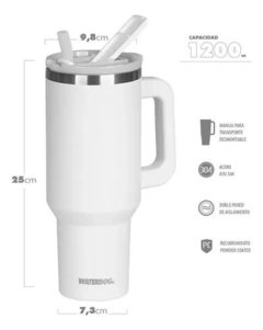 Vaso Tèrmico COLD 1200ML WATERDOG Doble Pared Cold/Acero Inox Blanco en internet