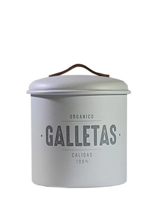 Tarro de Galletas blanco Con Manija De Cuero 2,6L