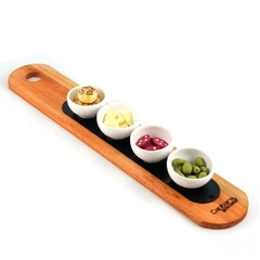 Tabla Baguette 60x10cm + 4 Cuencos Redondos - comprar online