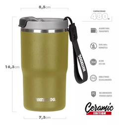 Vaso Térmico CLYDE 480ML WATERDOG Doble Pared/Interior Cerámico Verde - mercadocontin