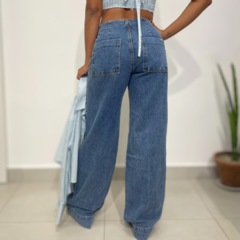 Calça Jeans Pantalona Botões Dourados Bludenim - comprar online