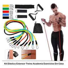 Kit 11 Peças Elástico MDG® Para Exercício De Resistência Academia Em Casa