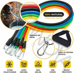 Kit 18 Peças Treino em Casa Elásticos Extensor Miniband Corda De Pular Profissional HandGrip Ajustável Exercício Muscular MDG Fit ® - MDG Fit ®