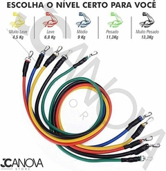 Imagem do Kit 18 Peças Treino em Casa Elásticos Extensor Miniband Corda De Pular Profissional HandGrip Ajustável Exercício Muscular MDG Fit ®