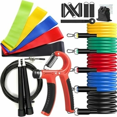 Kit 18 Peças Treino em Casa Elásticos Extensor Miniband Corda De Pular Profissional HandGrip Ajustável Exercício Muscular MDG Fit ® - comprar online