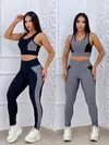 Conjunto Academia Calça Legging Suplex Cintura Alta + Top com Bojo - Roupa de Treino Fitness MDG Fit®