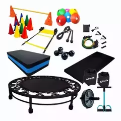 KIT FUNCIONAL COM MINI JUMP + 12 ITENS PARA TREINO EM CASA