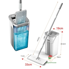 Fregona mágica para apretar el suelo, fregona exprimible con cubo plano, fregon