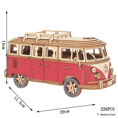 Rompecabezas de madera 3D autobús Retro, Campervan de estilo europ - tienda en línea