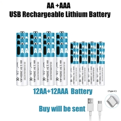 Imagen de Batería recargable de iones de litio, pila AA y AAA de 1,5 V, 2600mAh, Entrega a 70 dias aprox