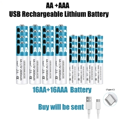 Imagen de Batería recargable de iones de litio, pila AA y AAA de 1,5 V, 2600mAh, Entrega a 70 dias aprox