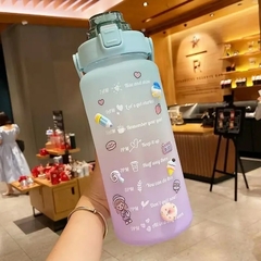 Botella de agua esmerilada colorida con pajita y Linda pegatina Kawaii - Camposhop