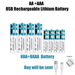 Imagen de Batería recargable de iones de litio, pila AA y AAA de 1,5 V, 2600mAh, Entrega a 70 dias aprox