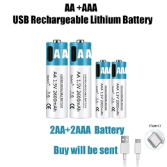 Batería recargable de iones de litio, pila AA y AAA de 1,5 V, 2600mAh, Entrega a 70 dias aprox - comprar en línea