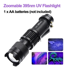 Linterna LED UV portátil, Mini linterna ultravioleta impermeable con zoom - comprar en línea