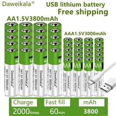 Batería recargable de iones de litio, pila AA + AAA de gran capacidad, 3800-300, Entrega a 70 dias aprox - comprar en línea