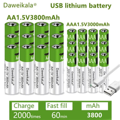 Batería recargable de iones de litio, pila AA + AAA de gran capacidad, 3800-300, Entrega a 70 dias aprox - comprar en línea