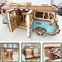 Rompecabezas de madera 3D autobús Retro, Campervan de estilo europ en internet