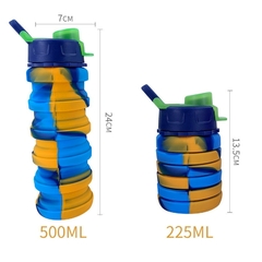 Botella de agua de silicona portátil, botella de café plegable retráctil