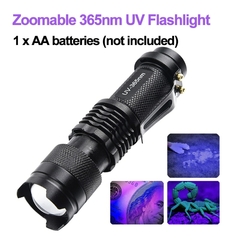 Linterna LED UV portátil, Mini linterna ultravioleta impermeable con zoom - Camposhop