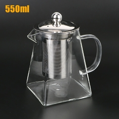 Infusor de té resistente al calor, tetera de vidrio transparente con infusor