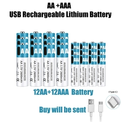 Imagen de Batería recargable de iones de litio, pila AA y AAA de 1,5 V, 2600mAh, Entrega a 70 dias aprox