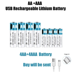 Batería recargable de iones de litio, pila AA y AAA de 1,5 V, 2600mAh, Entrega a 70 dias aprox - comprar en línea