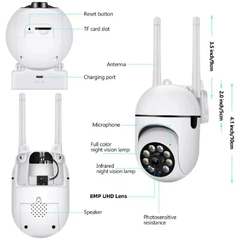 Monitor de seguridad inalámbrico con Wifi, cámara PTZ de 8MP, visión nocturna