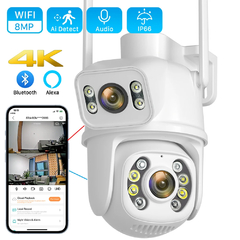 Cámara Wifi PTZ 4K de 8MP, lente Dual con pantalla Dual Ai, detección humana