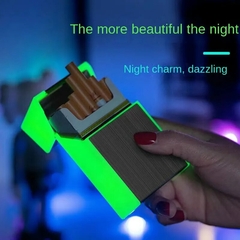 Estuche de cigarrillos luminoso 2 en 1, encendedor de cigarrillos recargable
