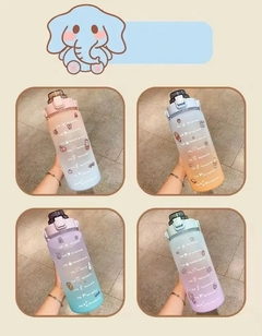 Botella de agua esmerilada colorida con pajita y Linda pegatina Kawaii en internet