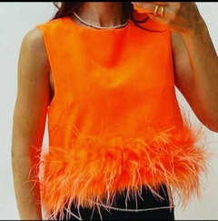 TOP NARANJA NEON PLUMAS