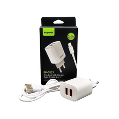 CARGADOR PARED RAPIDO DUAL USB TIPO C 2.4A ECOPOWER en internet