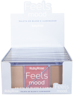 PALETA DE BLUSH E ILUMINADOR FEELS MOOD C/12 - RUBY ROSE (HB-7529-1-G1)