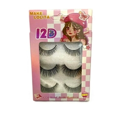 CÍLIOS POSTIÇOS 12D COM 3 PARES C/12 - MAKE LOLITA (ML-1225)